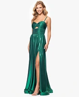 Blondie Nites Juniors' Metallic Twist-Front Gown