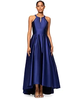 Betsy & Adam Petite High-Low Sleeveless Halter Gown