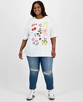 Grayson Threads, The Label Trendy Plus Floral & Ribbon Graphic T-Shirt