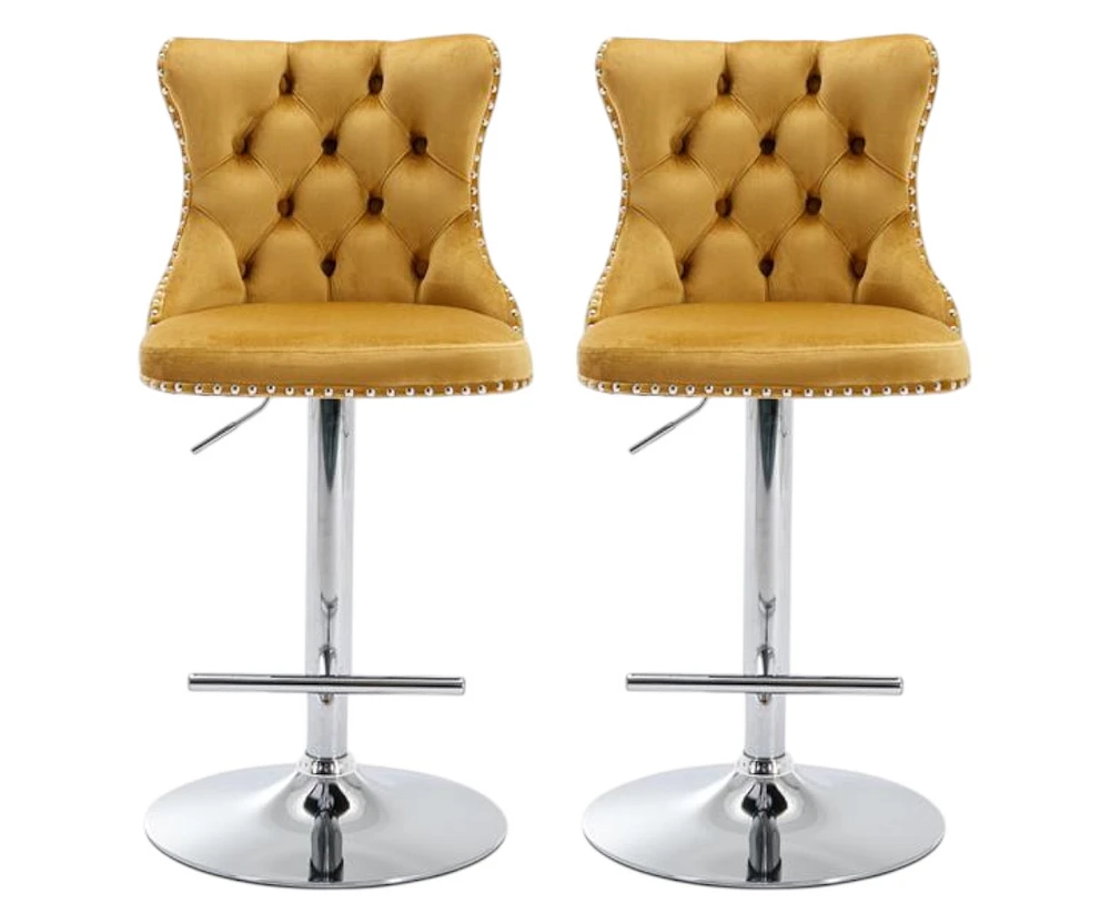 Slickblue Furniture,Swivel Velvet Barstools Adjusatble Seat Height, Modern Upholstered Chrome base Bar Stools with Backs Comfortable