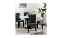 Slickblue Furniture,Modern, High-end Tufted Solid Wood Contemporary Pu and Velvet Upholstered Dining Chair with Legs Nailhead Trim 2-Pcs Set