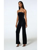 Bebe Women's Strapless Velvet Jumpsuit