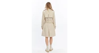 Women's Genuine Leather Trench Coat, Beige