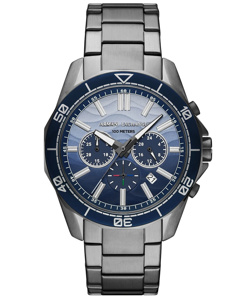 A|X Armani Exchange Men's Quartz Chronograph Gunmetal Stainless-Steel Watch, 44mm