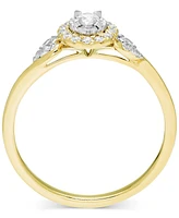 Diamond Halo Swirl Engagement Ring (1/4 ct. t.w.) in 14k Two-Tone Gold