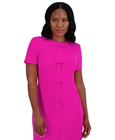 Jessica Howard Petite Bow-Trim Short-Sleeve A-Line Dress