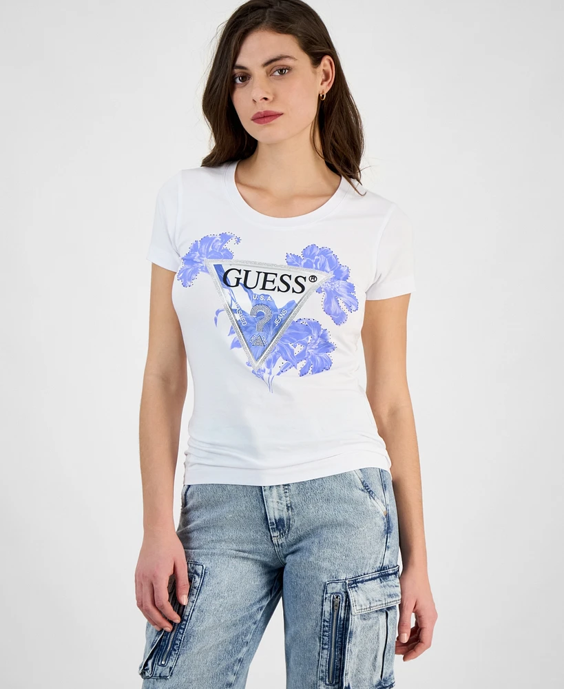 Guess Women's Flower-Triangle Short-Sleeve T-Shirt