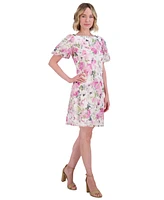 Jessica Howard Petite Floral-Print Bubble-Sleeve Dress