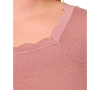 Melissa Paige Plus Elbow-Sleeve Scalloped-Neck Sweater, Exclusively