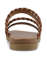 Journee Collection Women's Colette Braided Strappy Open Toe Flat Sandals