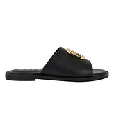 Guess Women's Graysie Quattro G Embellished Straw Slide Flat Sandals