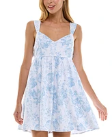 Trixxi Juniors' Floral-Print Bow-Back Babydoll Dress