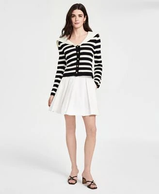 Astr The Label Womens Analissa Cotton Sailor Collar Cardigan Antheia Pleated Mini Skirt