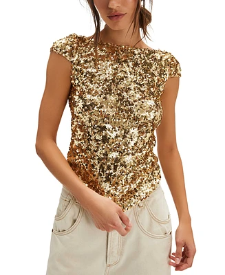 Free People Women's Late Last Night Sequin T-Shirt