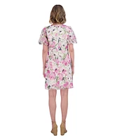 Jessica Howard Women's Floral-Print Bubble-Sleeve Dress