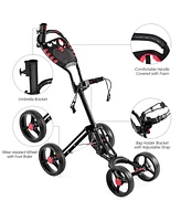 4 Wheels Folding Golf Pull Push Cart Trolley