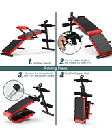 Kuyotq Multi-Functional Foldable Weight Bench Adjustable Sit-up Board with Monitor