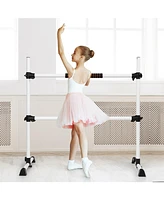 4 Ft Portable Freestanding Stable Construction Pilates Ballet Barre with Double Dance Bar