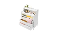 Four-Drawer Cabinet with Compartments for Organized Storage and Easy Access in Bedroom