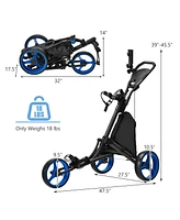 3 Wheels Folding Golf Push Cart with Storage Bag and Scoreboard