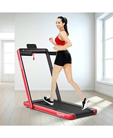2.25 Hp 2-in-1 Folding Walking Pad Treadmill with Dual Display and App Control