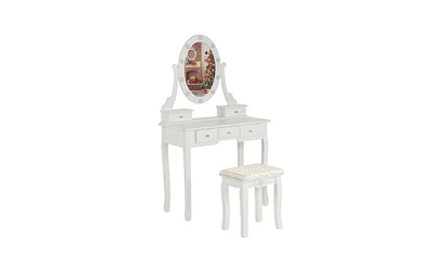 Vanity Set with 3-Color Lighted Mirror – Adjustable Makeup Table with Storage for Bedroom