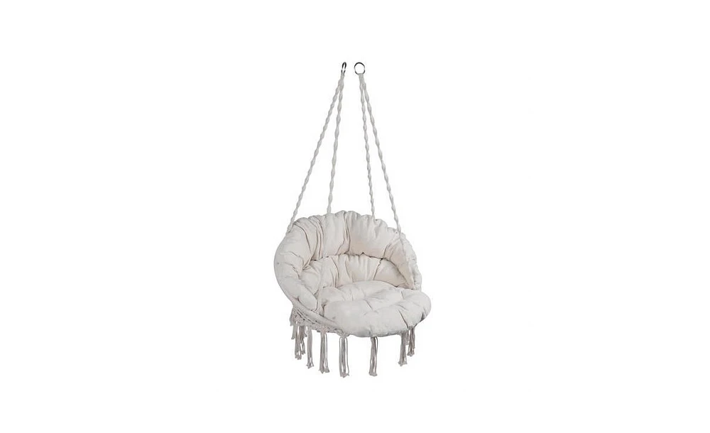 Hammock Chair Macrame Swing Cozy Hanging Chair for Indoor and Outdoor Relaxation