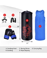 5 Pieces 40lbs Filled Punching Boxing Set with Jump Rope and Gloves