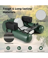 Kuyotq Inflatable Fishing Float Tube for Angling with Fish Ruler and Angling Base