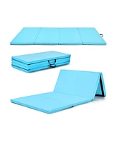 4-Panel Folding Gymnastics Mat with Carrying Handles for Home Gym