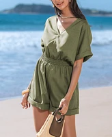 Women's V-Neck Straight Leg Romper