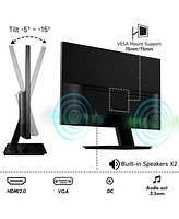 memzuoix Monitor 24 Inch 100Hz, Computer Monitor with Hdmi Vga Ports, 1080P Pc Monitor with Low Blue Light Ips Eye Care, Build-in FreeSync and Audio O