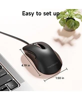 memzuoix Wired Mouse, Usb Computer Mouse 1200 Dpi Mobile Optical Ergonomic Design Mice with 5FT Cord for Laptop, Pc, Desktop, MacBook,