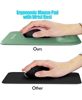 memzuoix Ergonomic Mouse Pad with Wrist Rest Support,Premium Memory Foam Cushioning for Pain Relief, Non-Slip Pu Base Stable Smooth Control