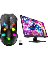 memzuoix Led Rechargeable Wireless Mouse and 24 Inch Computer Monitor 100hz 1920 x 1080p with Hdmi