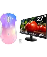 memzuoix Led Rechargeable Wireless Mouse and 27 Inch Computer Monitor 100hz 1920 x 1080p with Hdmi