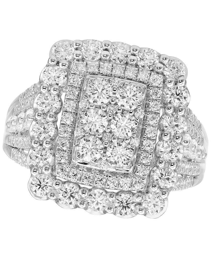 Diamond Multi Halo Emerald Shaped Cluster Ring (2 ct. t.w.) in 14k White Gold