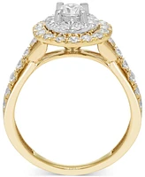 Diamond Double Halo Engagement Ring (1 ct. t.w.) in 14k Two-Tone Gold