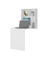 Fm Furniture Aguila Wall-Mounted Drop-Leaf Table, White