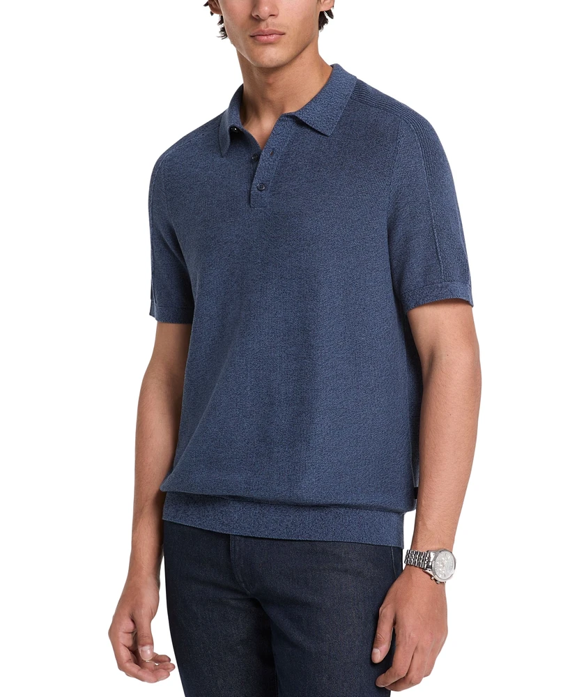 Michael Kors Men's Short Sleeve Textured Mouline Polo Shirt