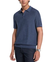 Michael Kors Men's Short Sleeve Textured Mouline Polo Shirt
