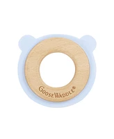 GooseWaddle Blue Bear Animal Teether Wooden + Silicone