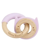 GooseWaddle Lavender Kitten Silicone + Wood Double Teether