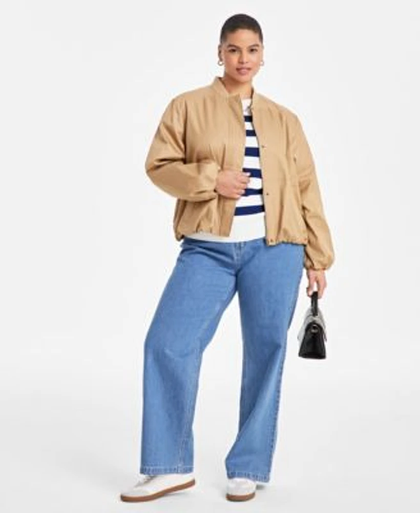 On 34th Trendy Plus Size Bomber Jacket Striped Sweater Jeans Exclusively At Macys