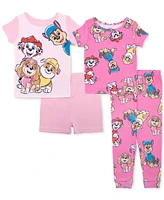 Paw Patrol Toddler Girls Cotton Pajamas, 4 Piece Set