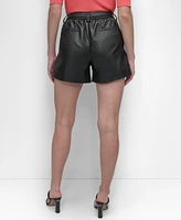 Dkny Women's High-Rise Perforated Faux-Leather Shorts