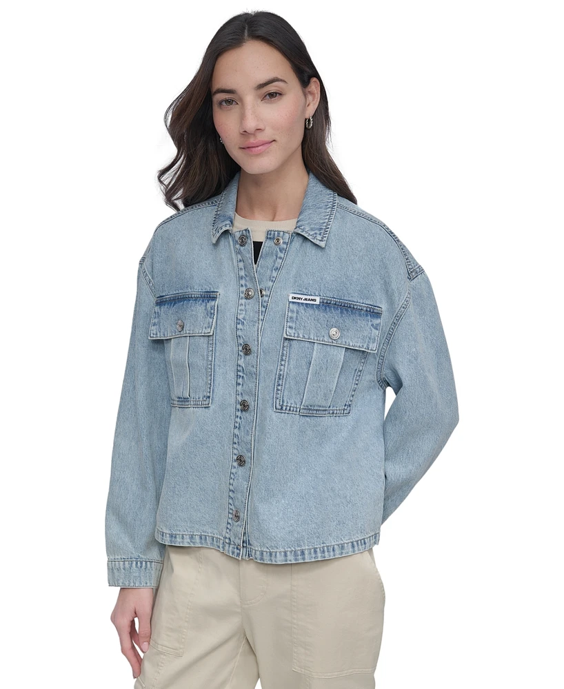 Dkny Jeans Women's Utility Pocket Denim Jacket - Fjz