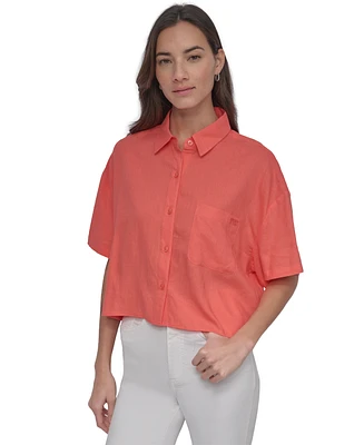 Dkny Jeans Women's Oversized Cropped Shirt - I7z