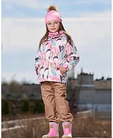 Deux par Baby Girls 3-In-1 Mid-Season Outerwear Set With Printed Jacket Light Pink And Beige Pant