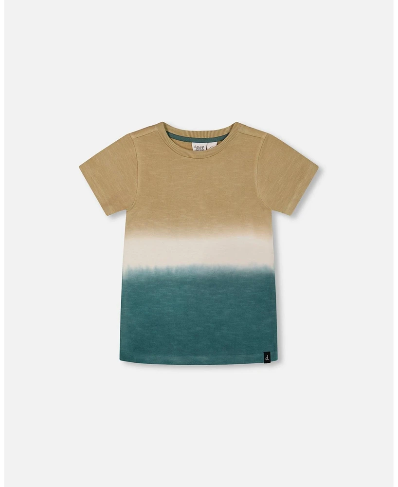 Deux par Toddler Boys Short Sleeve Tee Gradient Beige And Teal - Toddler|Child